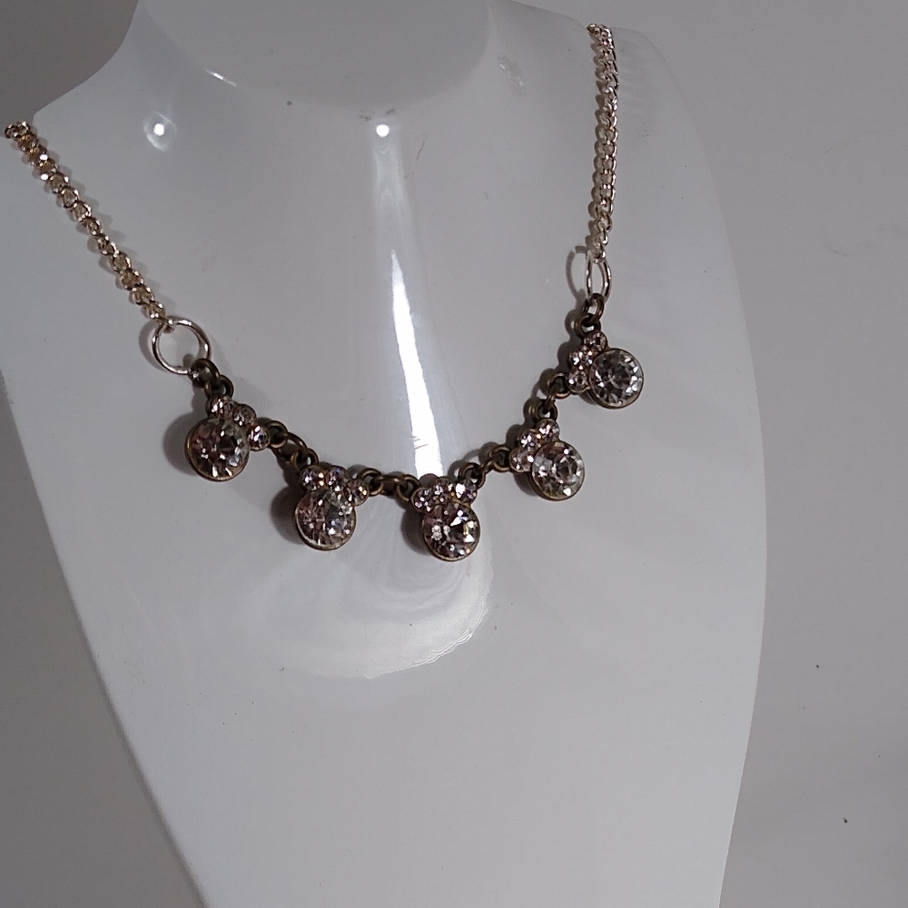 Necklace Silver Rhinestone Delicate - Picture 3 of 4